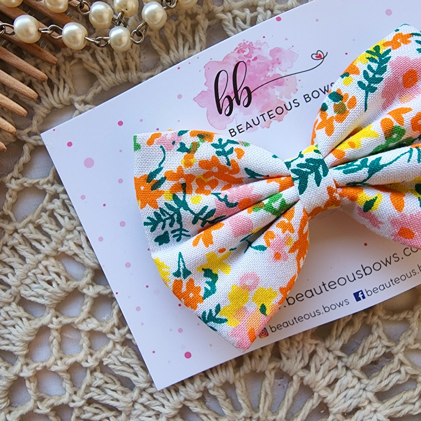 Spring Blooms Printed Hair Bow