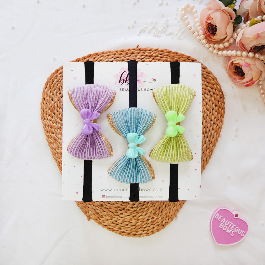 Boho Burlap Beaded Bow Headband Set