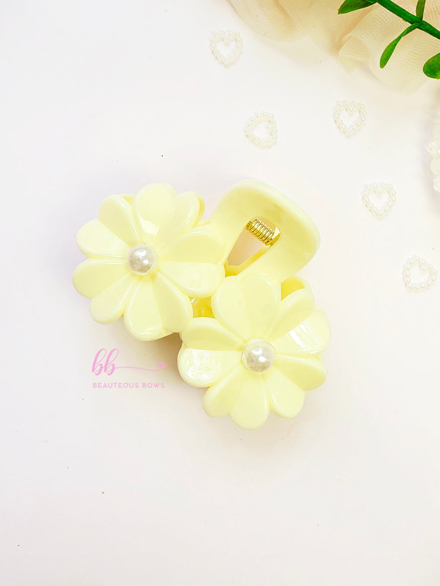 Pastel Double Floral Claw Clip