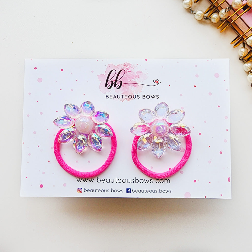 Crystal Flower Hair Tie Set