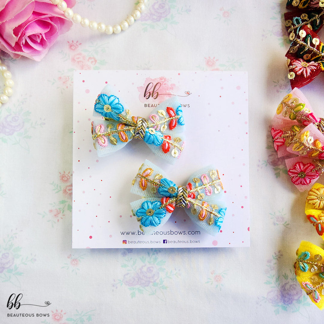 Embroidery Tulle Bow Set