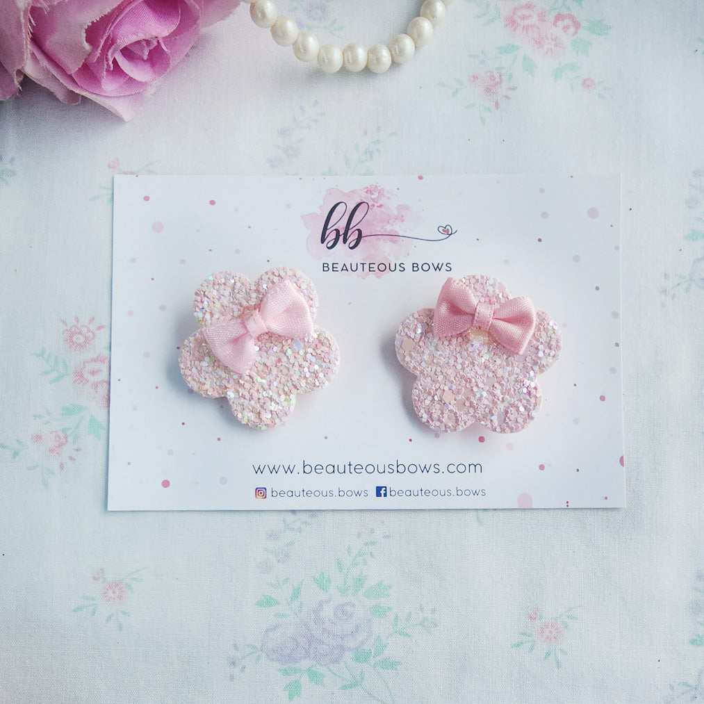 Glitter Flower Clip Set