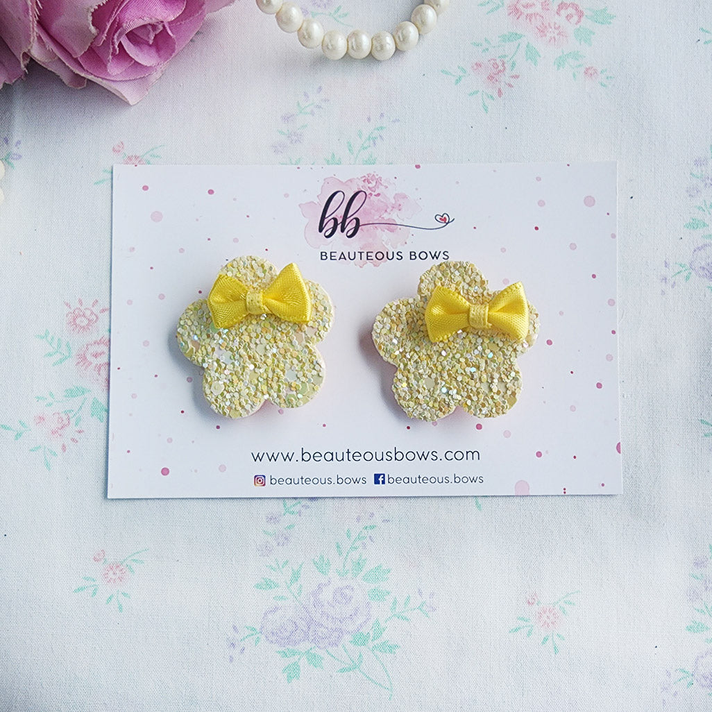 Glitter Flower Clip Set