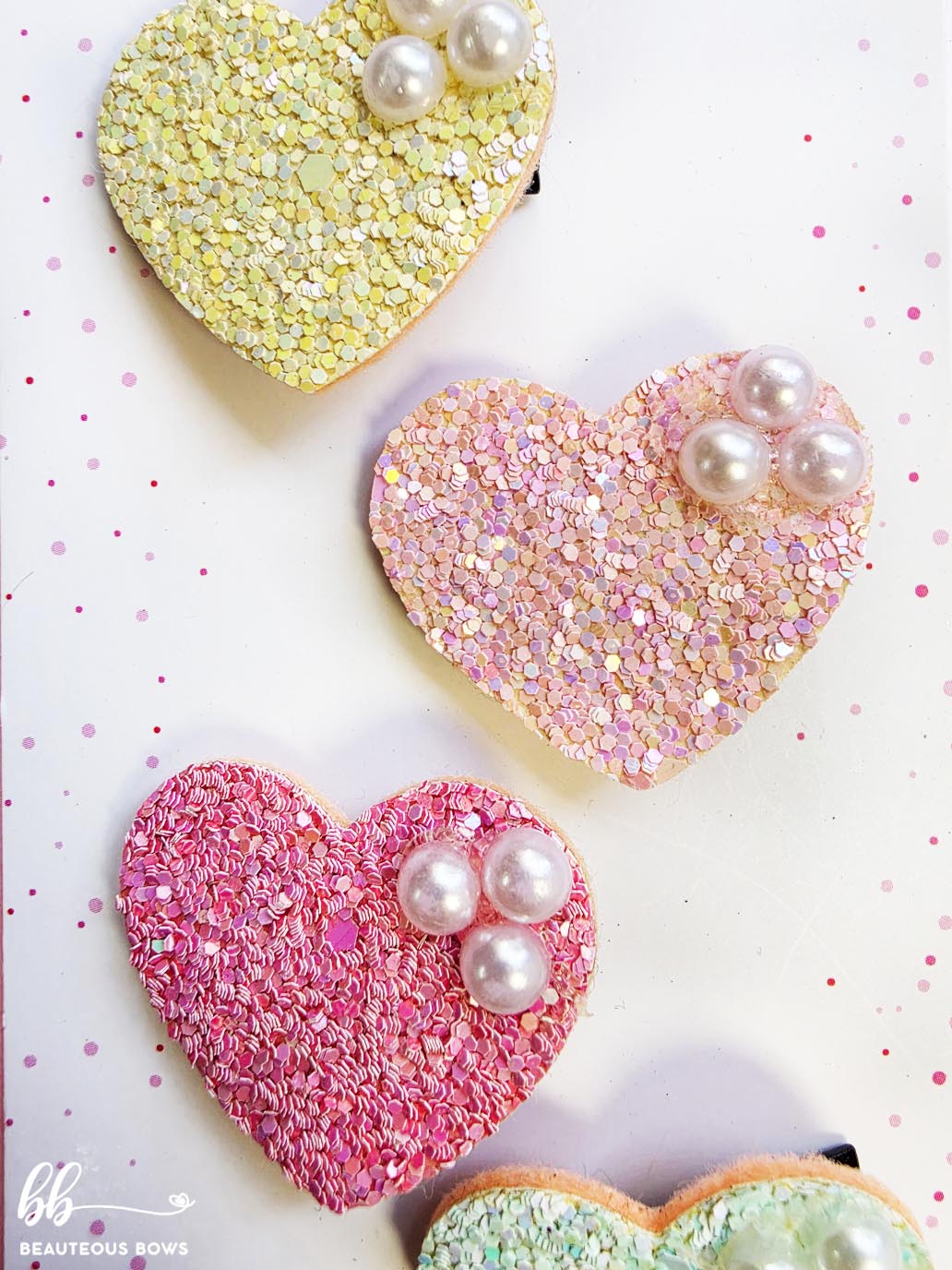 Glitter Hearts Clip Set
