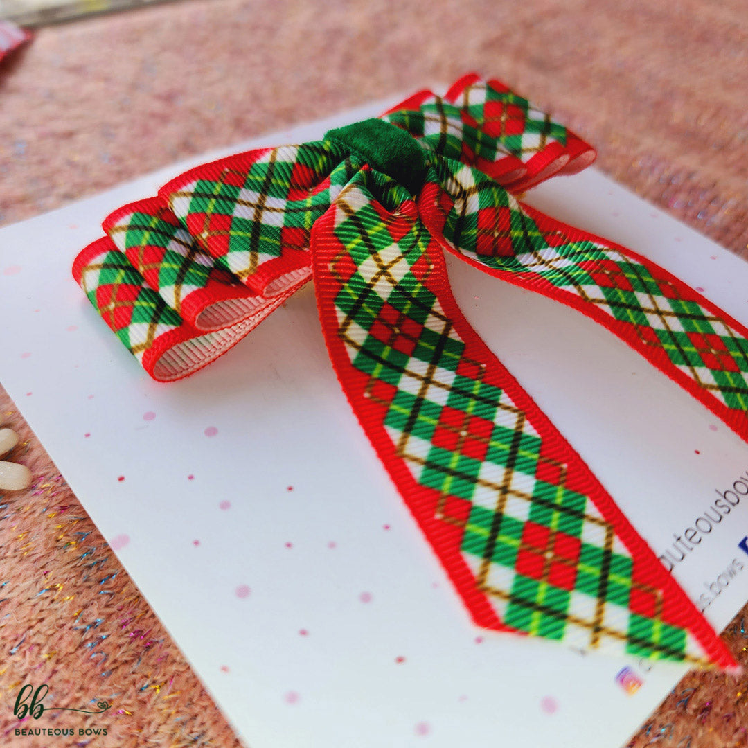 Holly Printed Tail Bow