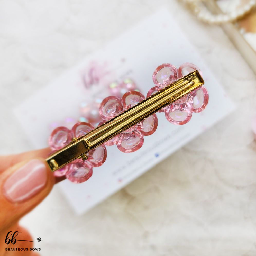 Holographic Pearl Flower Clip pair