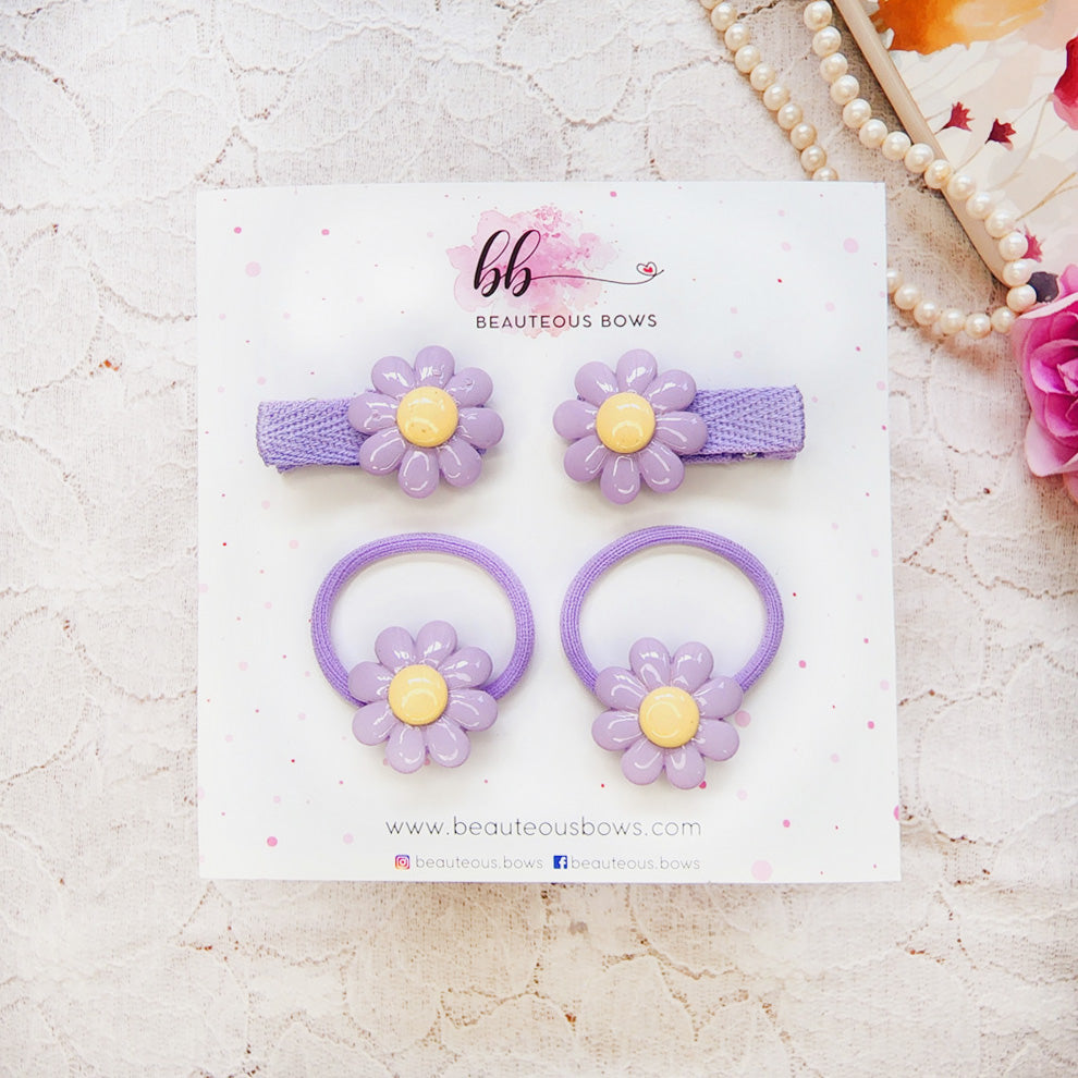 Pastel Cosmos Clip & Hair Tie Set
