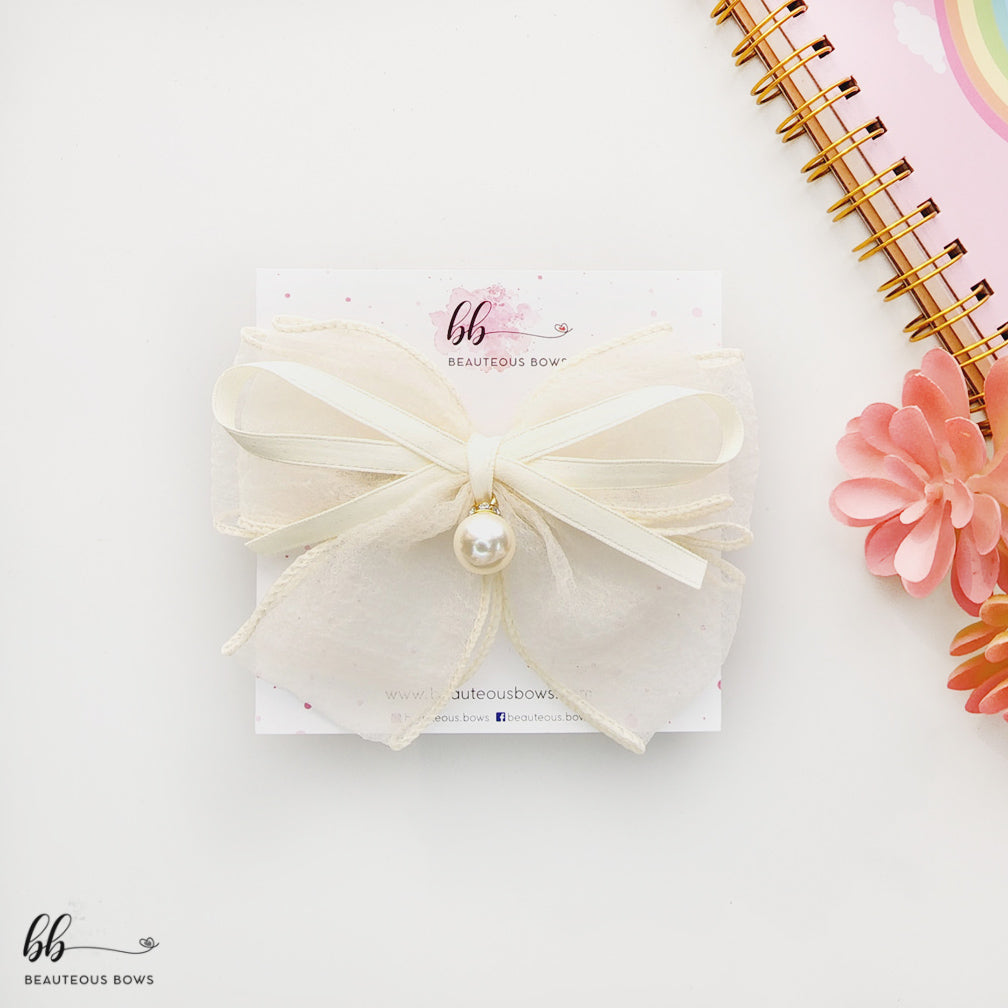 Organza Pearl Double Bow