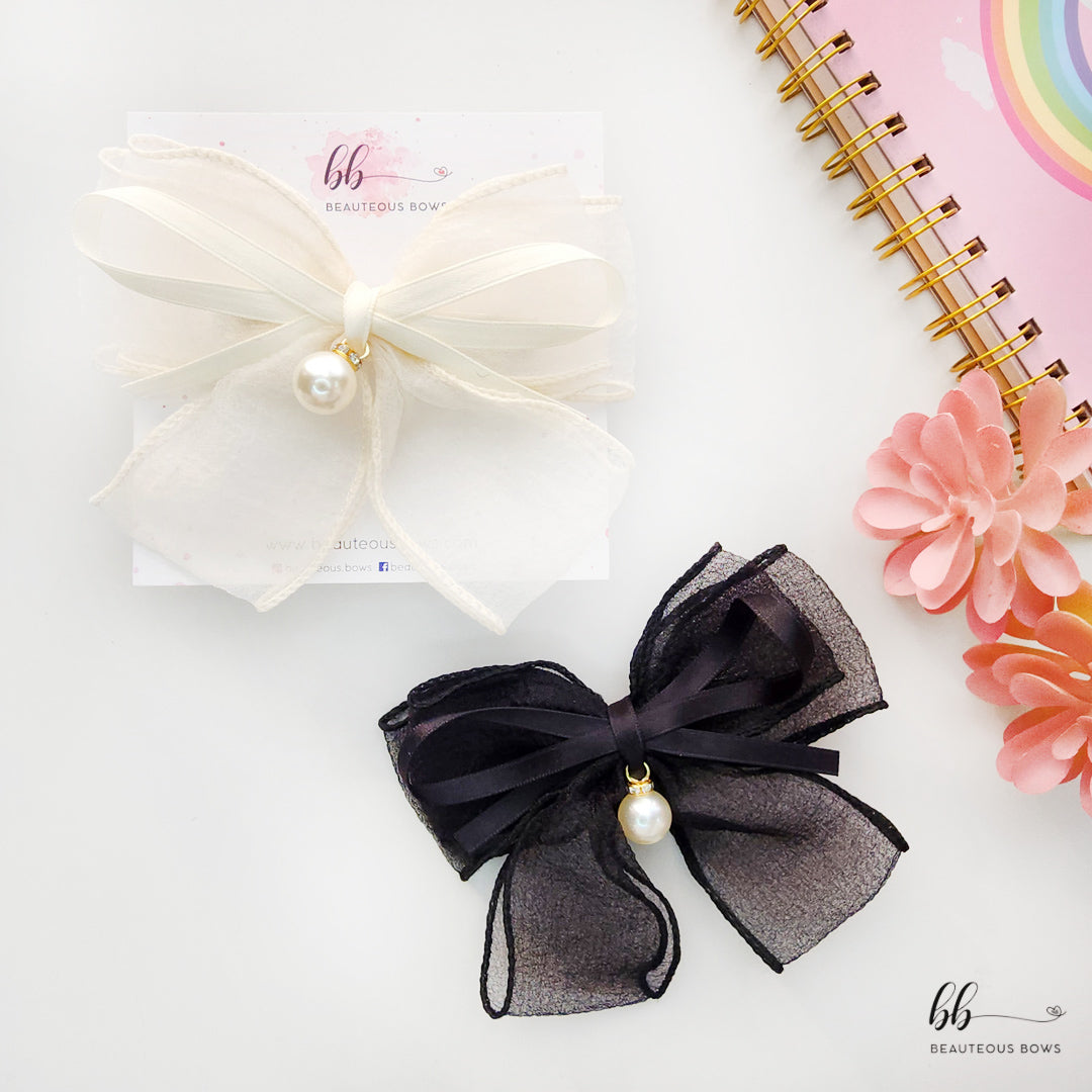 Organza Pearl Double Bow