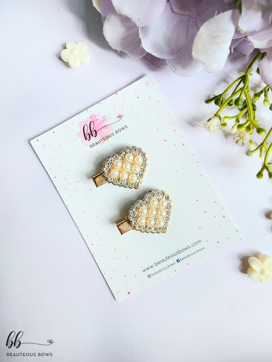 Pearl Heart Clip Set