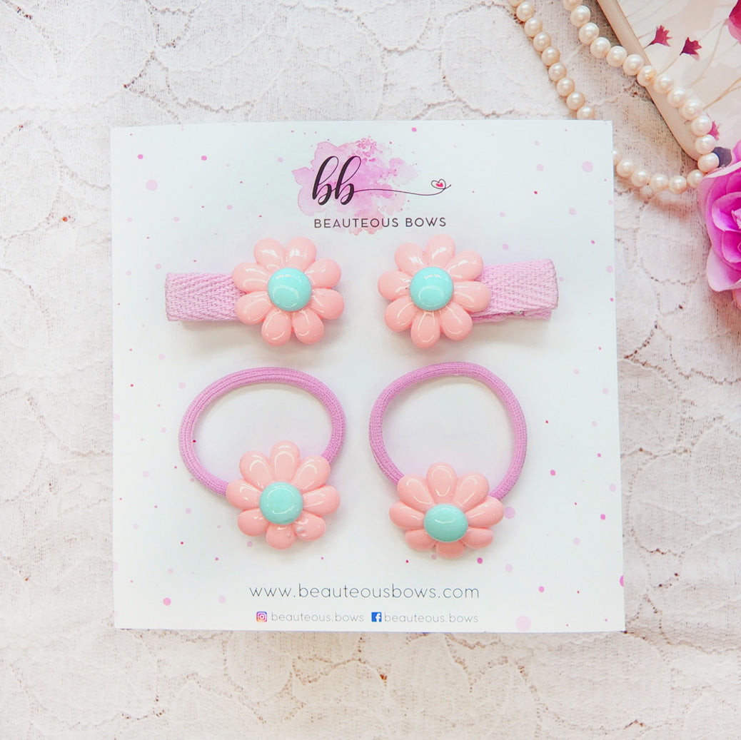 Pastel Cosmos Clip & Hair Tie Set