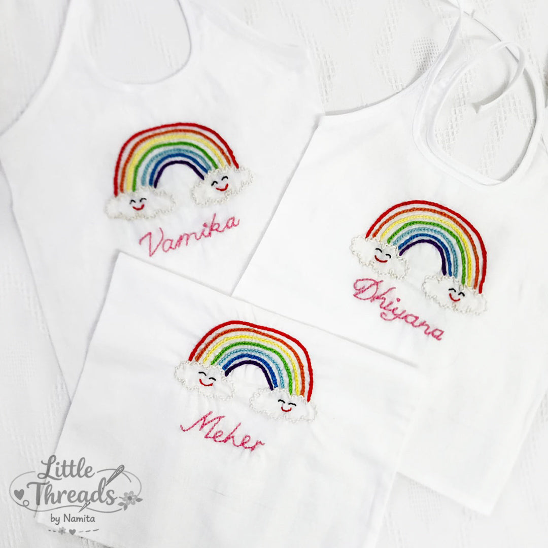 Rainbow Cotton Jhabla with Custom Name