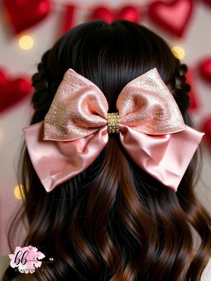 Pink Gold Sparkly Bow