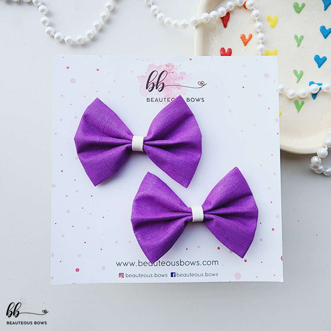 Solid Purple Mini Hair Bow Set
