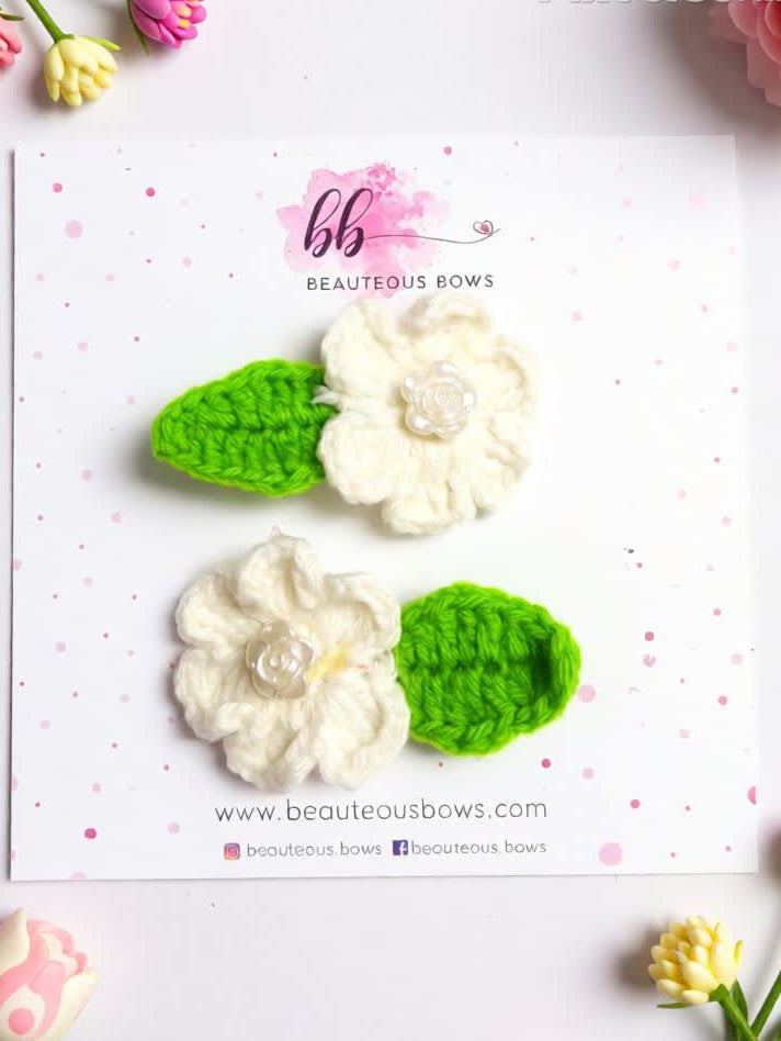 Crochet Flower Clip Set