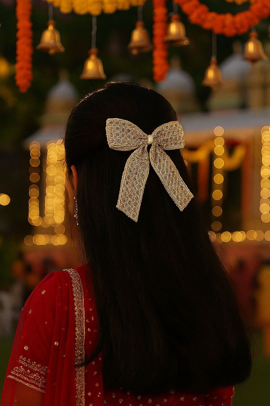 Gold Pigtail Bow