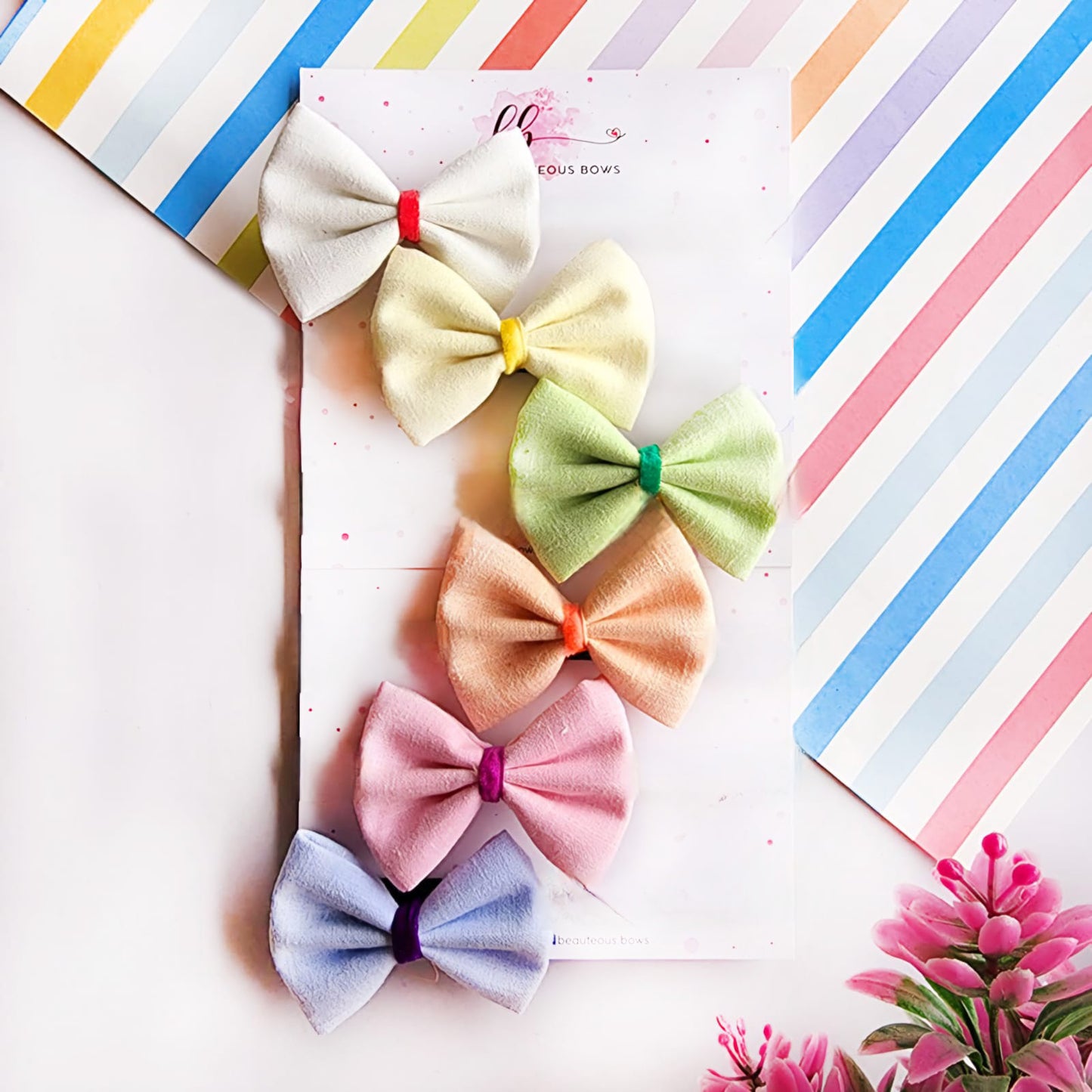 Pastel Linen Mini Bow Set of 6