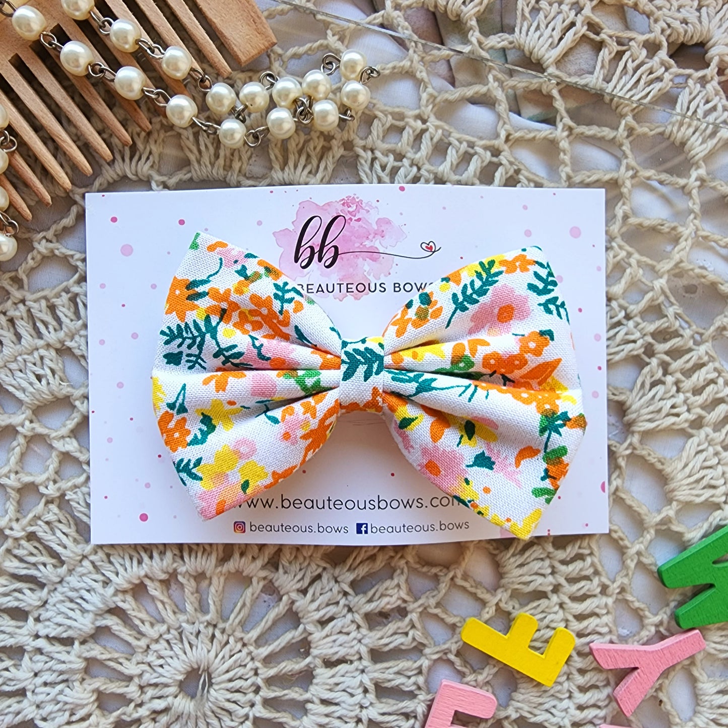 Spring Blooms Printed Hair Bow