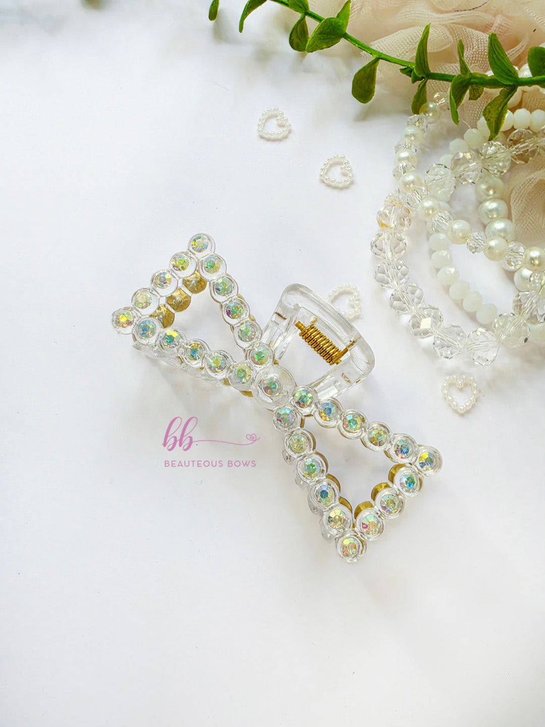 Bejewelled Bow Claw Clip