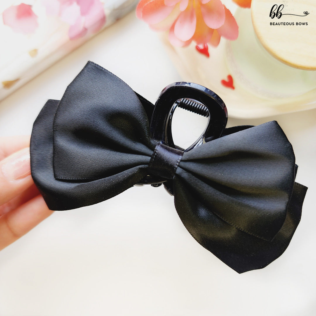 Satin Double Bow Claw Clip