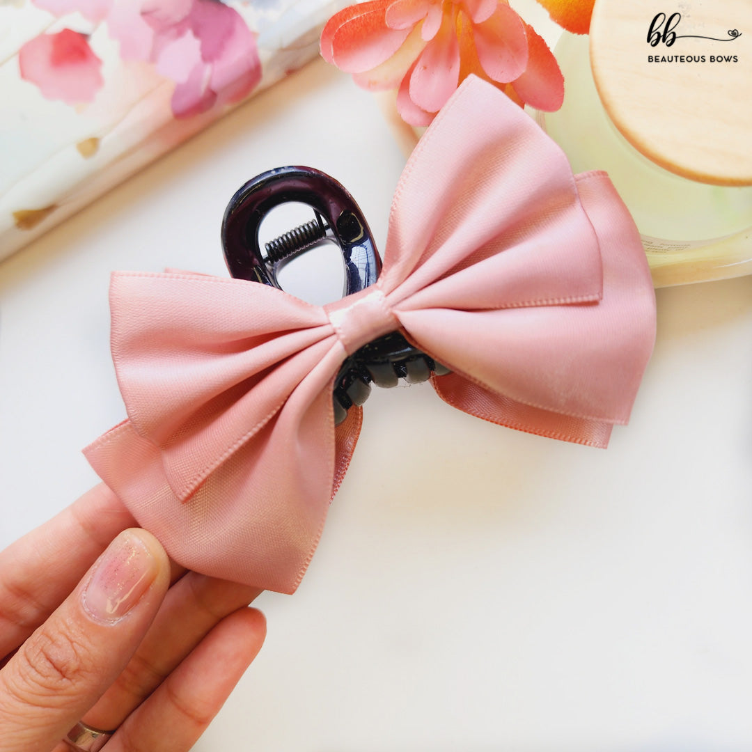 Satin Double Bow Claw Clip
