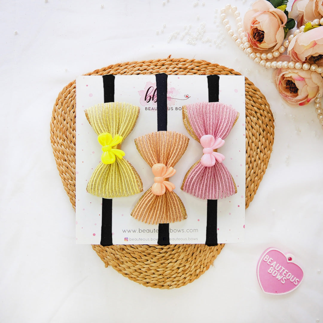 Boho Burlap Beaded Bow Headband Set