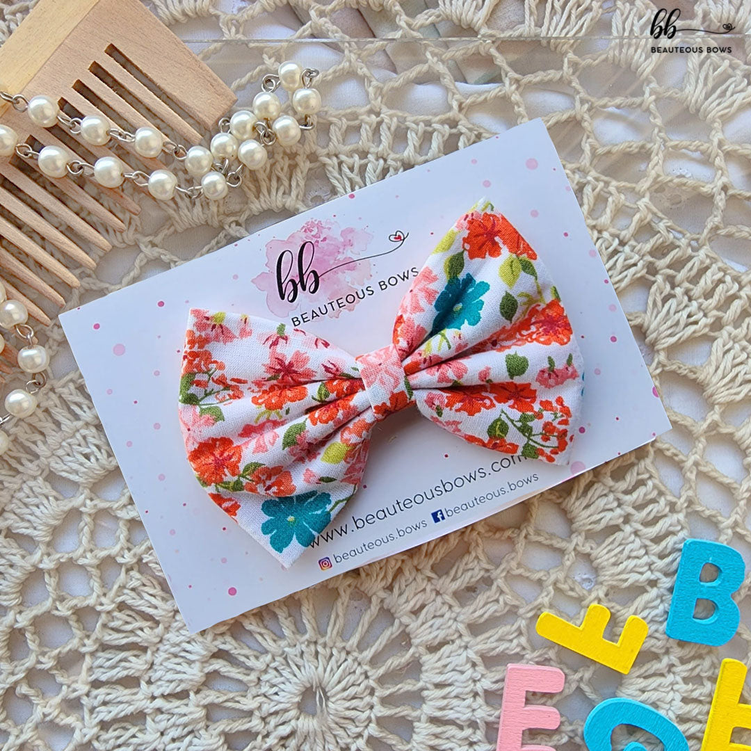 Bright Florals Printed Hair Bow