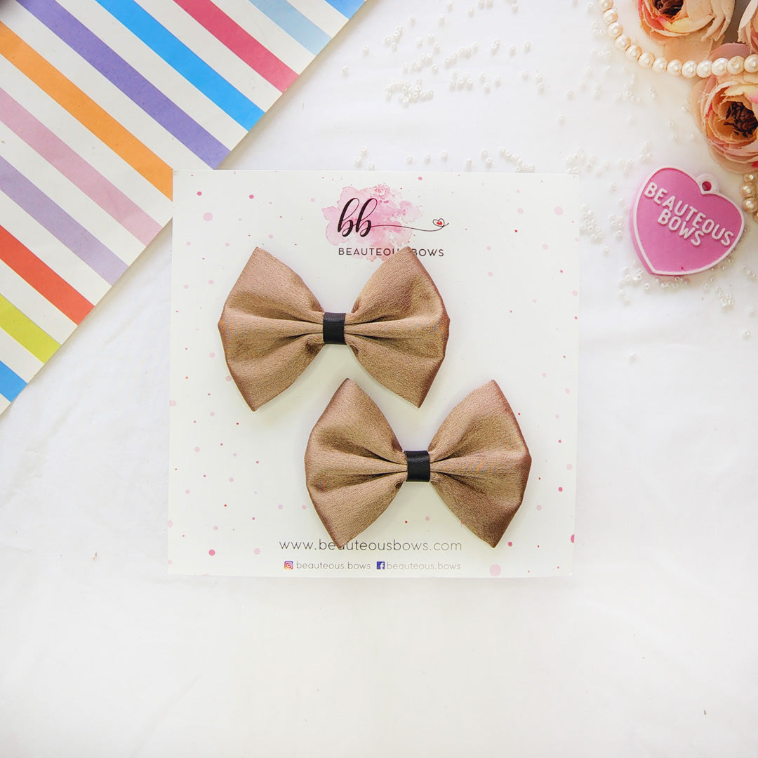 Dimmed Gold Mini Hair Bow Set