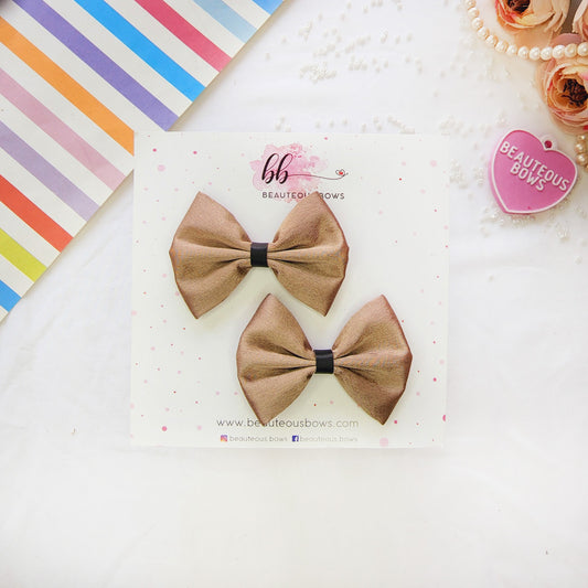 Dimmed Gold Mini Hair Bow Set
