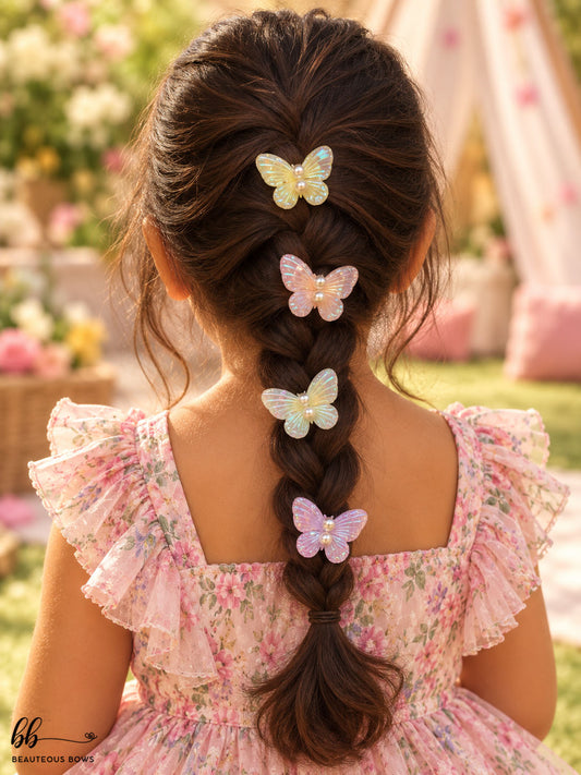 Iridescent Butterfly Clip Set of 4