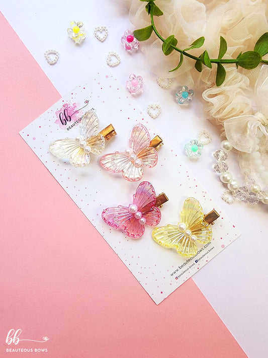 Iridescent Butterfly Clip Set of 4
