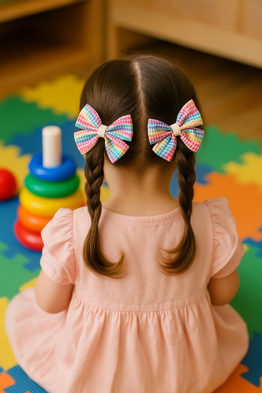 Colourful Hearts Mini Bow set of 2