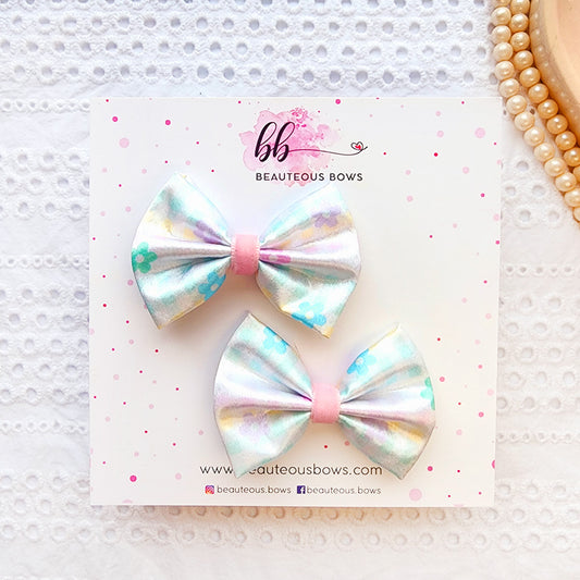 Checkered Floral Satin Mini Bow