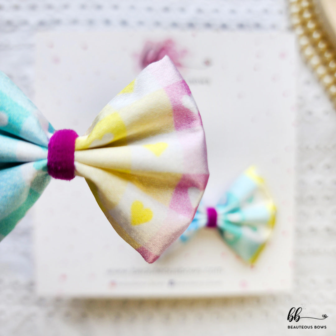 Checkered Hearts Satin Mini Bow set