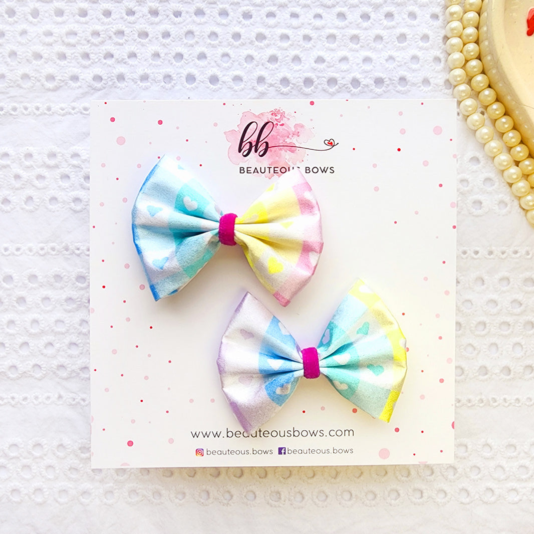 Checkered Hearts Satin Mini Bow set