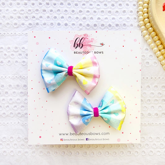 Checkered Hearts Satin Mini Bow set