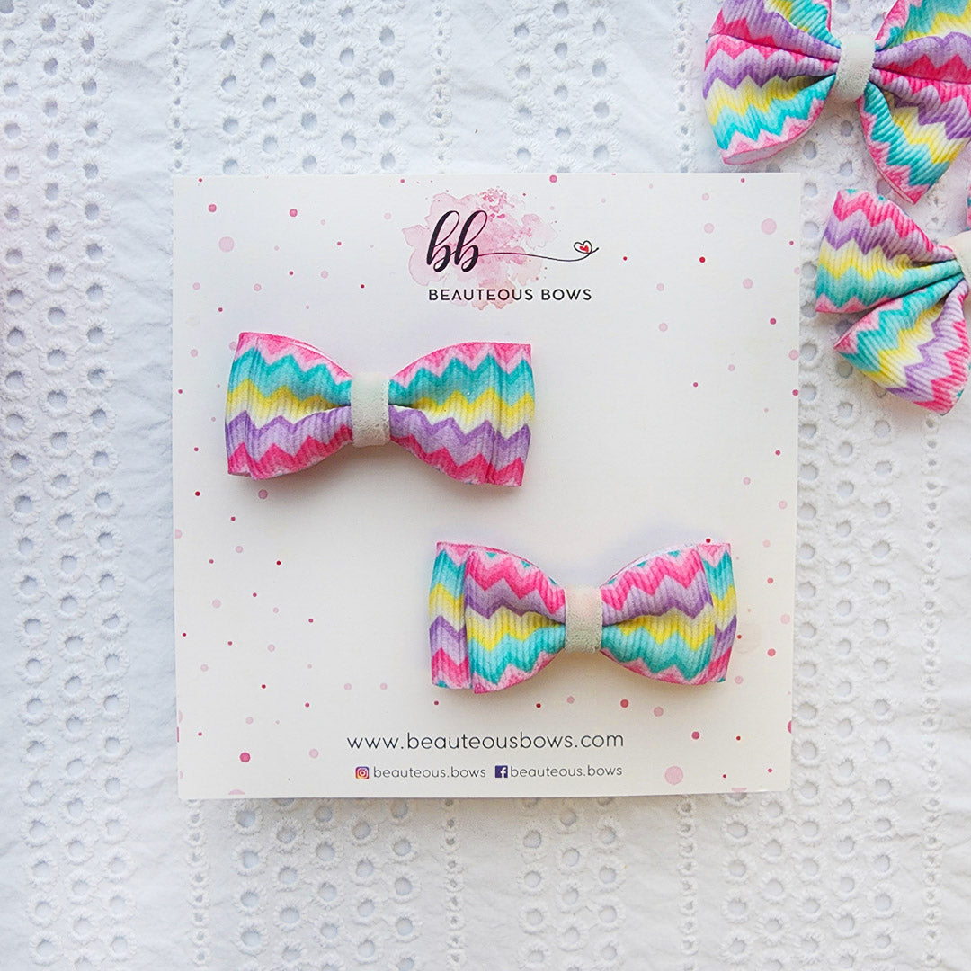Chevron Sleek Mini Bow set of 2