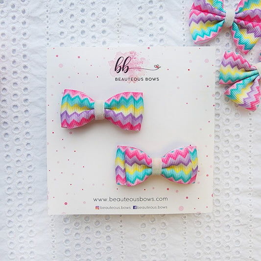 Chevron Sleek Mini Bow set of 2