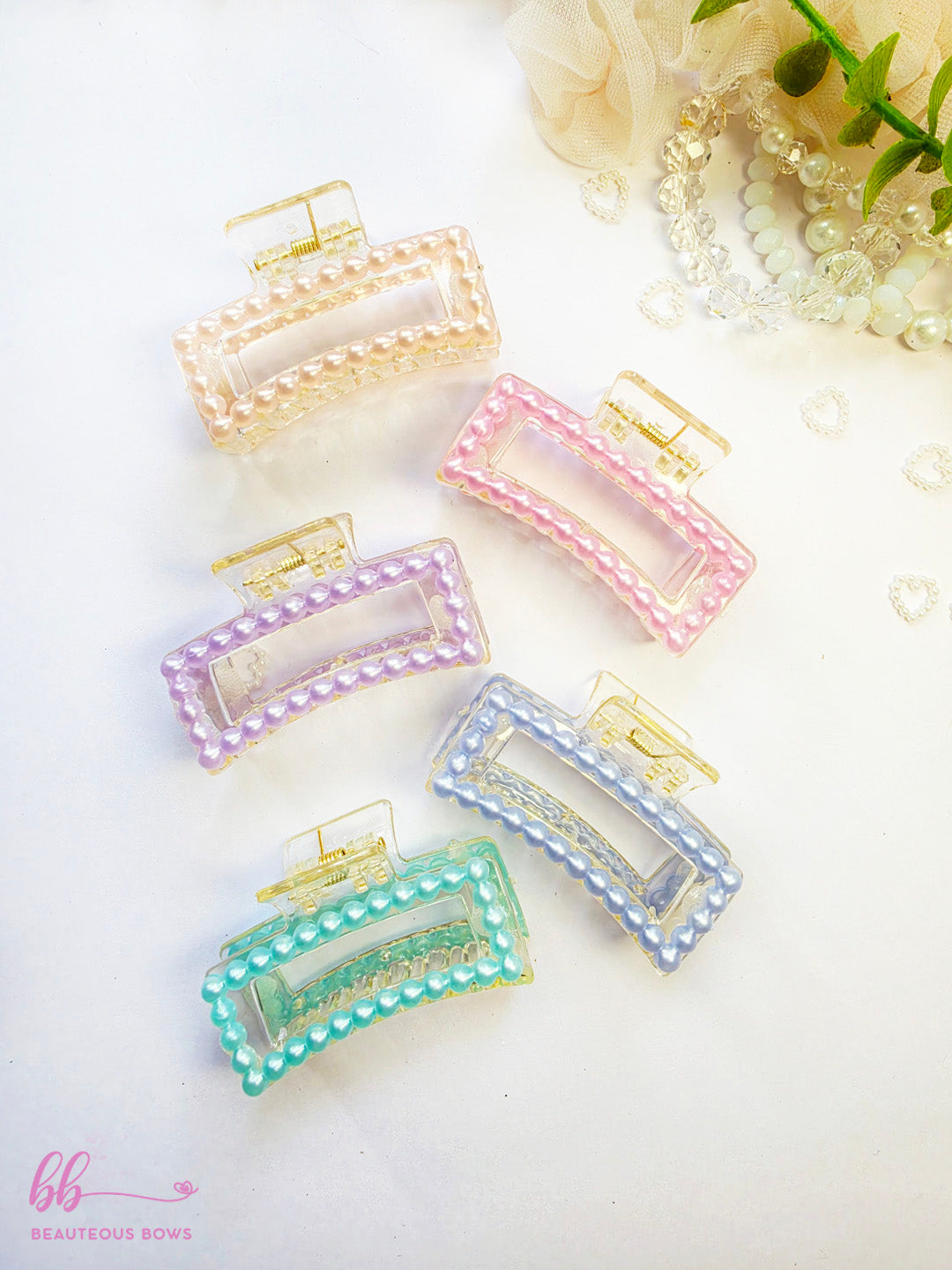 Pastel Pearl Rectangle Claw Clip