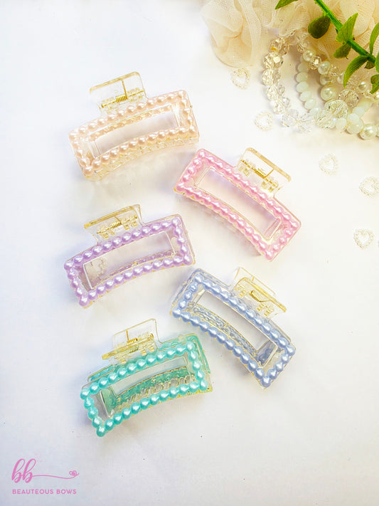 Pastel Pearl Rectangle Claw Clip