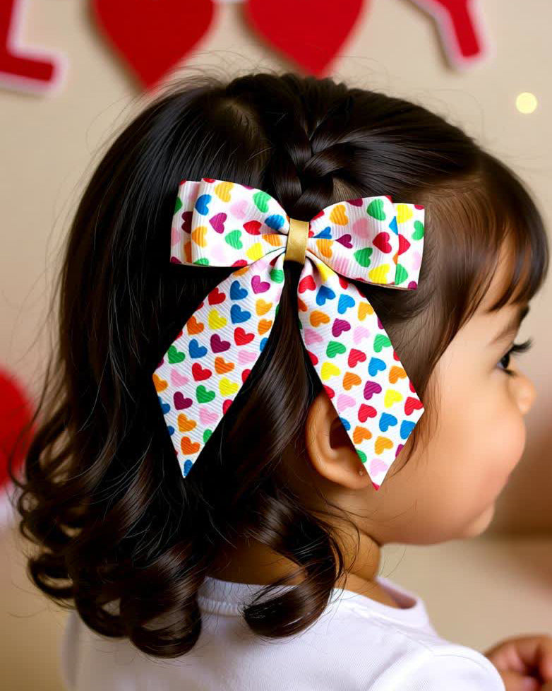 Heart Polka Pigtail Bow