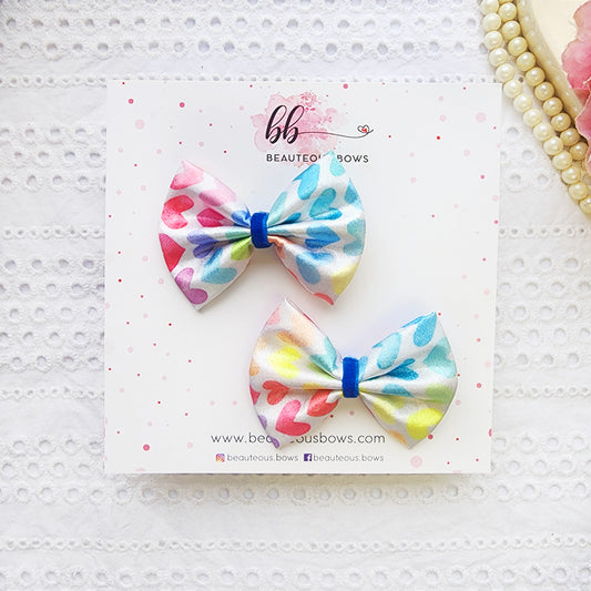 Confetti Hearts Satin Mini Bow Set
