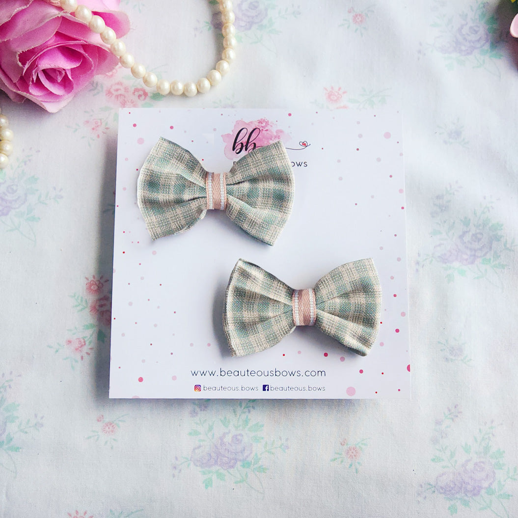 Cotton Checks Bow Set