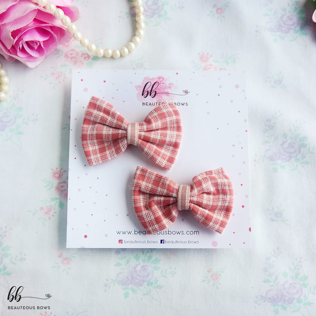 Cotton Checks Bow Set