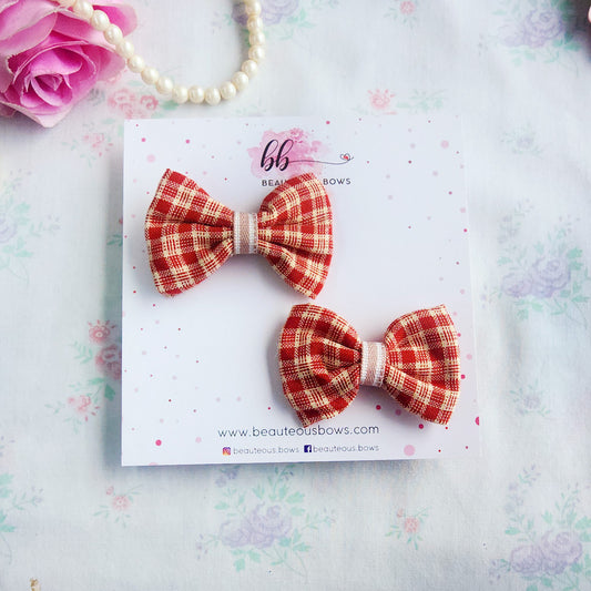 Cotton Checks Bow Set