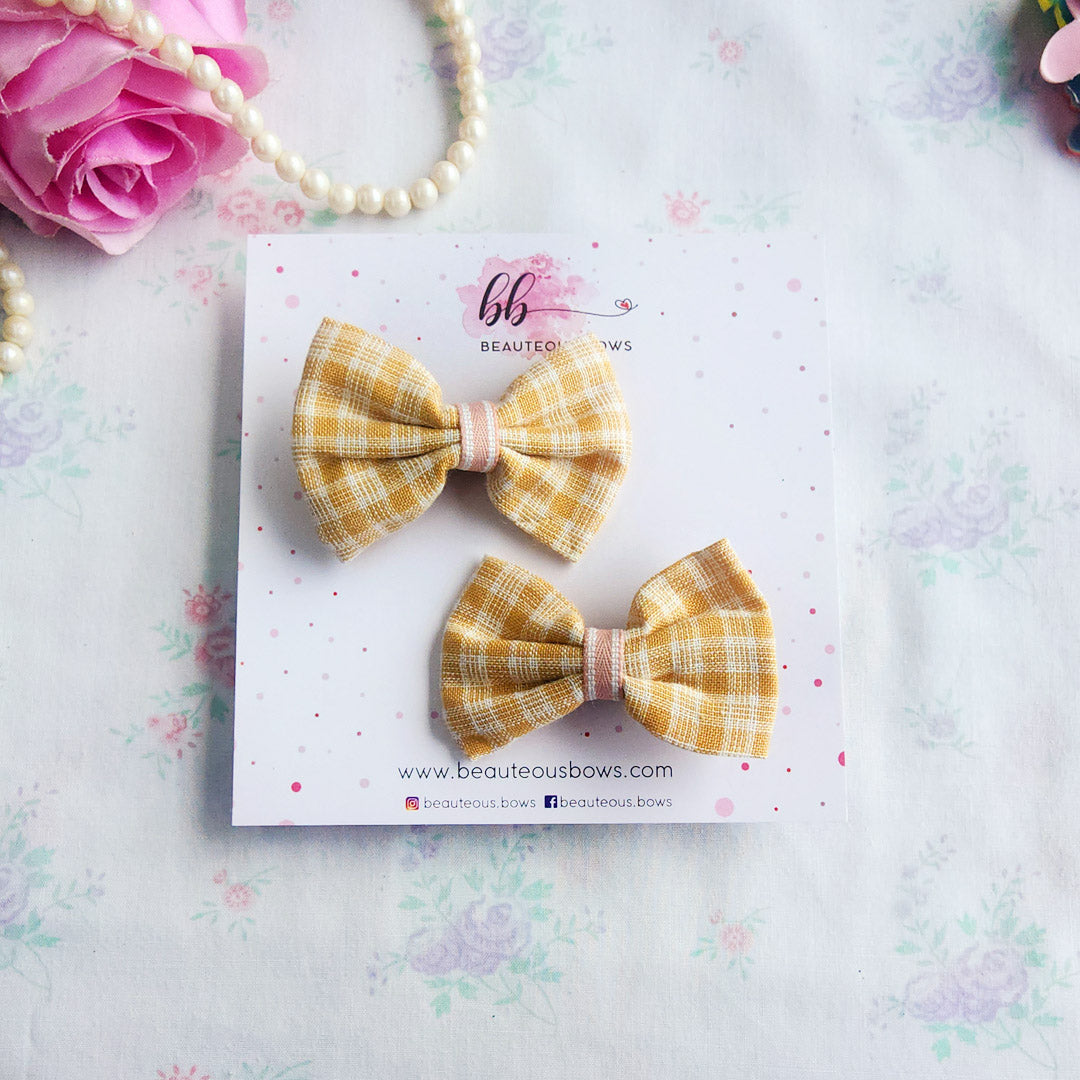 Cotton Checks Bow Set
