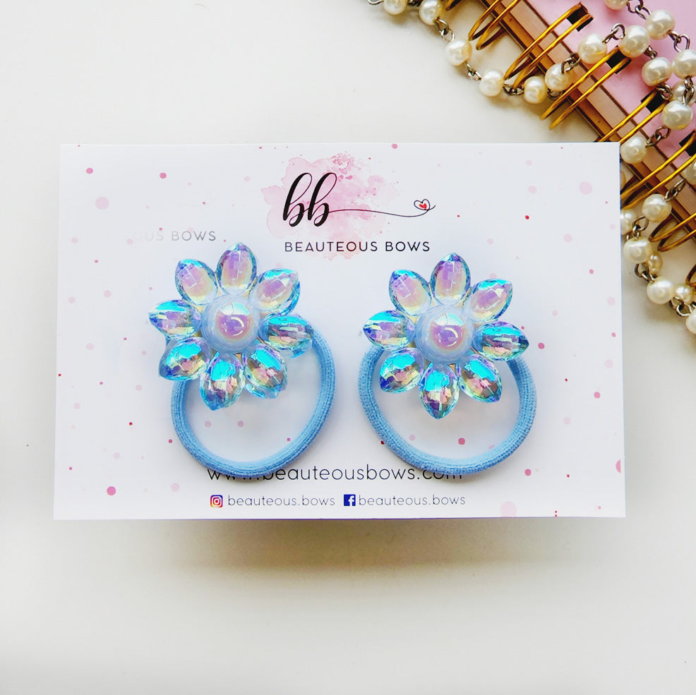 Crystal Flower Hair Tie Set