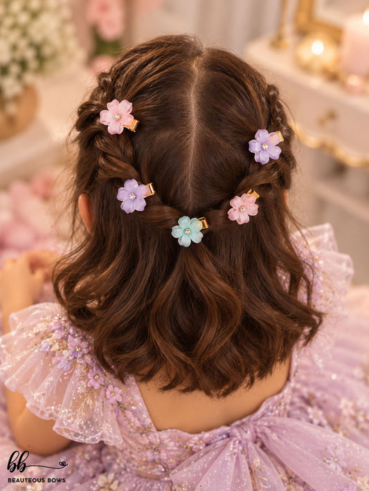 Crystal Floral Mini Clips