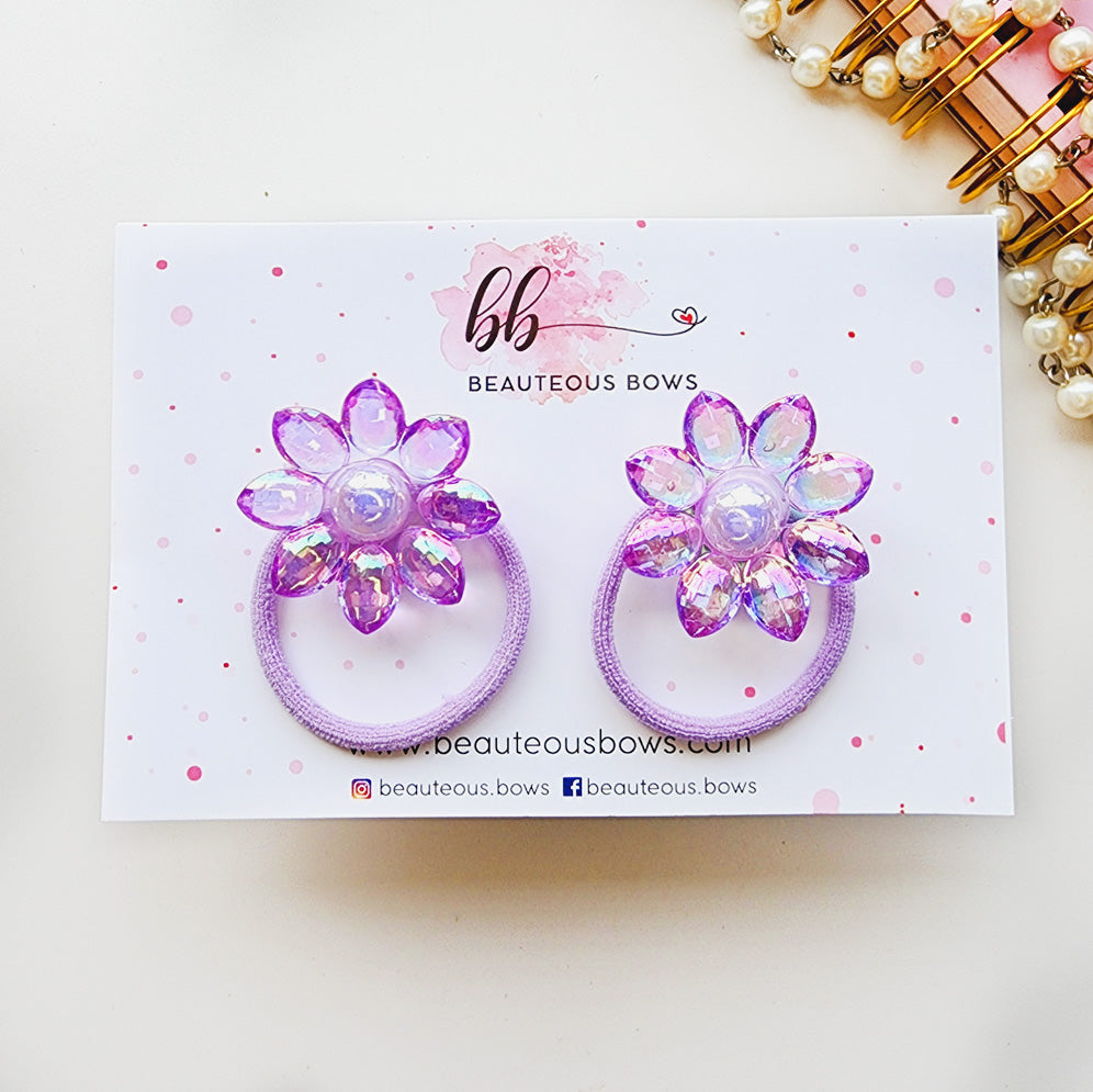 Crystal Flower Hair Tie Set