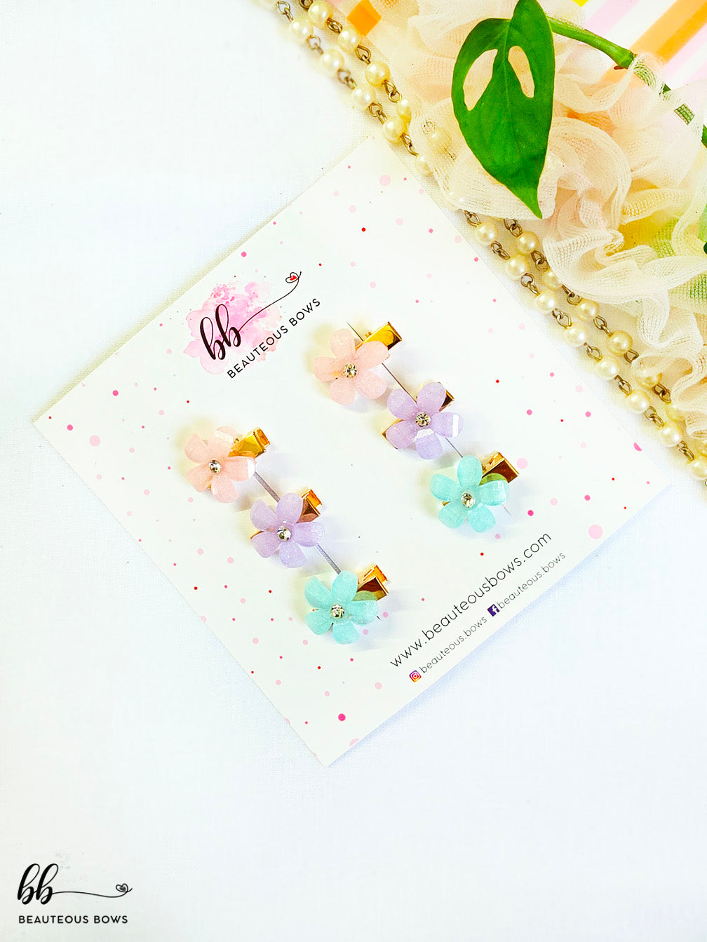 Crystal Floral Mini Clips